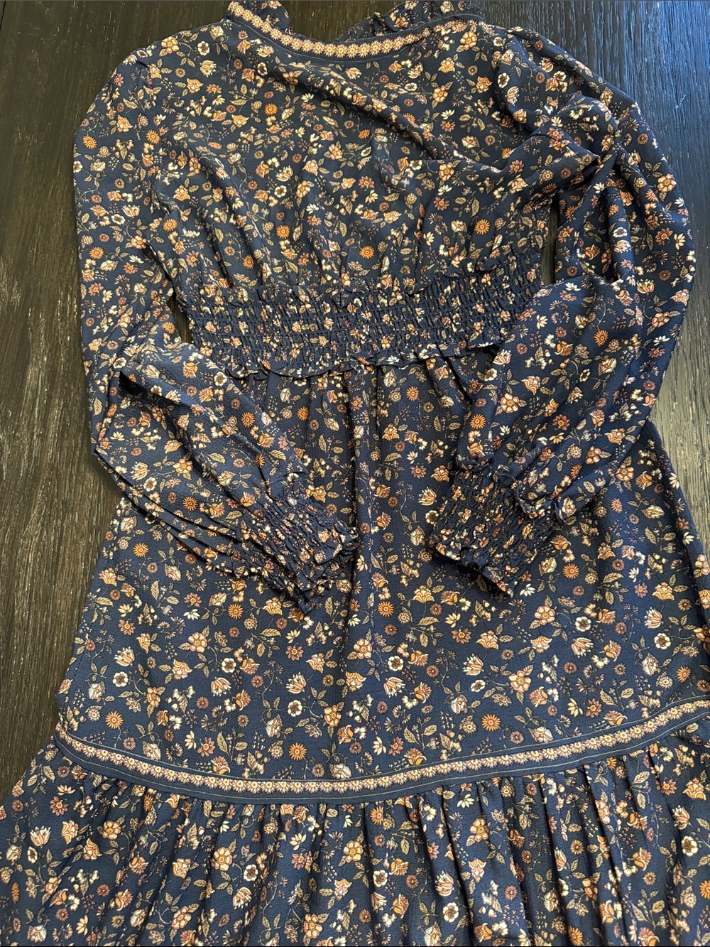 Max Studio Navy Floral Maxi Dress with Pink and Cream Accents - Picture 6 of 6